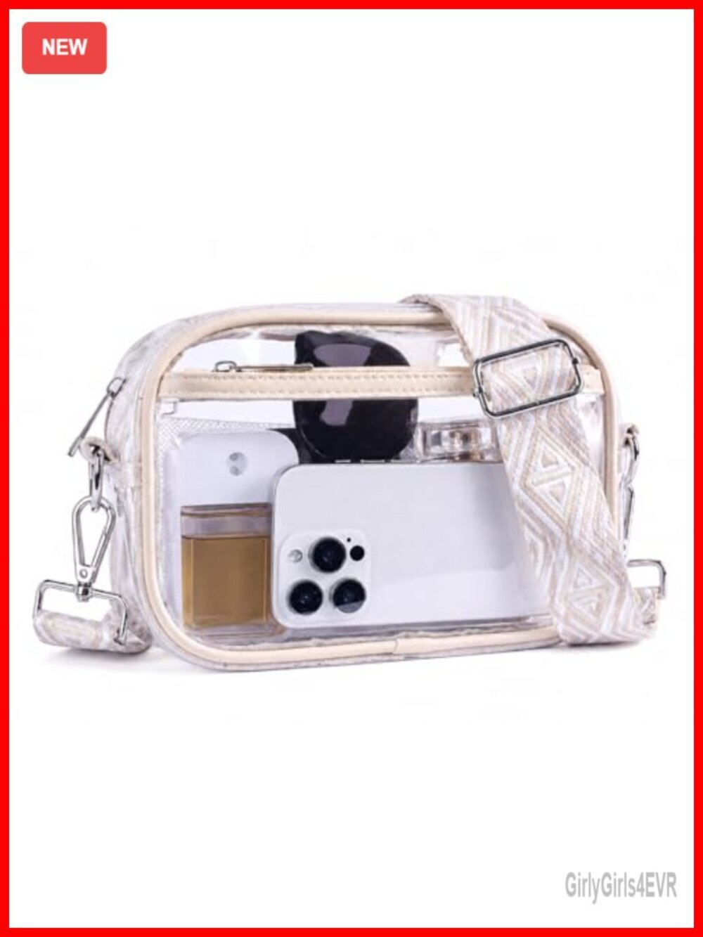Clear Crossbody Bag for Stadium Events Concerts Games Festivals Transparent